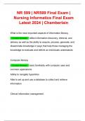 NR 599 &vert; NR599 Final Exam &vert; Nursing Informatics Final Exam Latest 2024 &vert; Chamberlain
