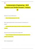 Fundamentals of Engineering &ndash; RECF Questions and Verified Answers &vert; Passed &vert;  A&plus;