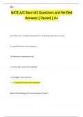 NATE A&sol;C Exam &num;1 Questions and Verified  Answers &vert; Passed &vert; A&plus;