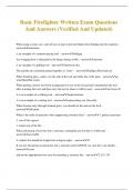 Basic Firefighter Written Exam Questions And Answers &lpar;Verified And Updated&rpar;