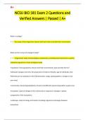 NCSU BIO 181 Exam 2 Questions and  Verified Answers &vert; Passed &vert; A&plus;