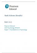 Pearson Edexcel GCE A level Psychology Paper 1 9PS0&sol;01&colon;Foundations in Psychology Mark scheme for June 2023