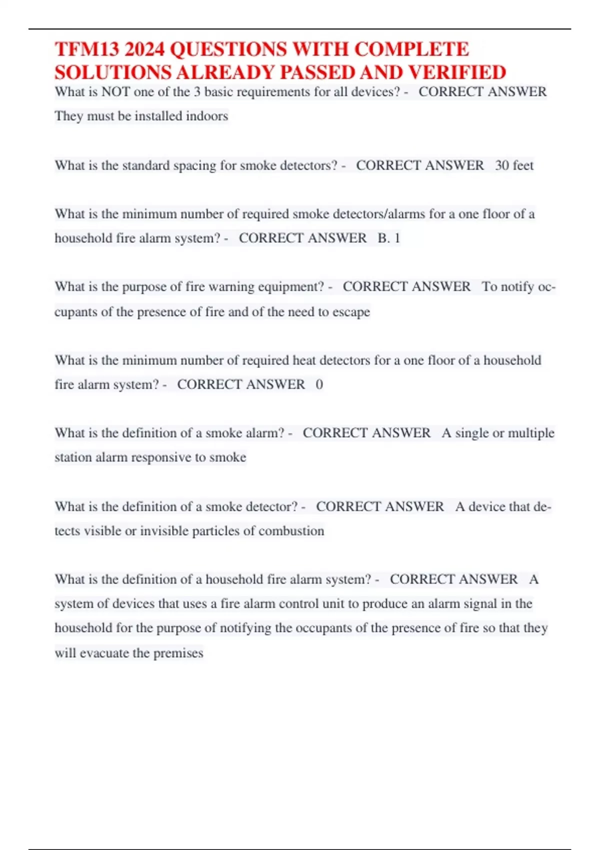 TFM13 2024 QUESTIONS WITH COMPLETE SOLUTIONS - Tfm - Stuvia US