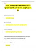 NFDN 2004 Midterm Review Maternity Questions and Verified Answers &vert; Passed &vert;  A&plus;