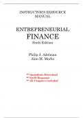 Solutions for Entrepreneurial Finance, 6th Edition Adelman (All Chapters included)