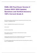 FAML 400 Final Exam Version 2  (Latest 2023/ 2024 Update)  Questions and Verified Answers|  100% Correct| Grade A