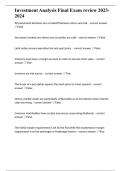 Investment Analysis Final Exam review 2023-2024