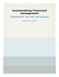 Samenvatting Financieelmanagement P. de Boer