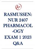 Rasmussen NUR2407 Pharmacology Exam 1 &sol; NUR 2407 Pharmacology Exam 1 Latest Updated 2022 &sol; 2023