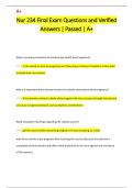 Nur 234 Final Exam Questions and Verified  Answers &vert; Passed &vert; A&plus;