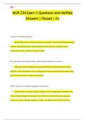 NUR 234 Exam 2 Questions and Verified  Answers &vert; Passed &vert; A&plus;