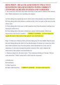 HESI PREP - HEALTH ASSESSMENT PRACTICE QUESTIONS 2024 QUESTIONS WITH CORRECT ANSWERS ALREADY PASSED AND VERIFIED