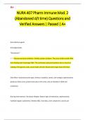 NURA 407 Pharm Immune Mod&period; 2  &lpar;Abandoned d&sol;t time&rpar; Questions and  Verified Answers &vert; Passed &vert; A&plus; 
