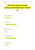 NURA 1500- sources of nutrition Questions and Verified Answers &vert; Passed &vert;  A&plus;
