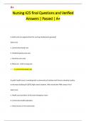 Nursing 425 final Questions and Verified  Answers &vert; Passed &vert; A&plus;