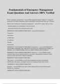 Fundamentals of Emergency Management Exam Questions And Answers 100&percnt; Verified