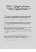 IS-230&period;E&colon; Fundamentals of Emergency Management Final Exam Questions And Answers &lpar;Verified And Updated&rpar;
