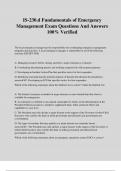 IS-230&period;d Fundamentals of Emergency Management Exam Questions And Answers 100&percnt; Verified