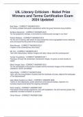 UIL Literary Criticism - Nobel Prize  Winners and Terms Certification Exam 2024 Updated