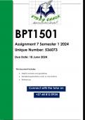 BPT1501 Assignment 7 PORTFOLIO &lpar;QUALITY ANSWERS&rpar; Semester 1 2024