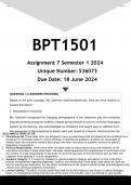 BPT1501 Assignment 7 PORTFOLIO &lpar;ANSWERS&rpar; Semester 1 2024 - DISTINCTION GUARANTEED