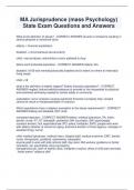 MA Jurisprudence &lpar;mass Psychology&rpar;  State Exam Questions and Answers