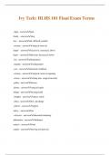 Ivy Tech&colon; HLHS 101 Final Exam Terms
