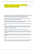Health Economics Exam 1 With Real Updated Solutions 2024 Bundled exam