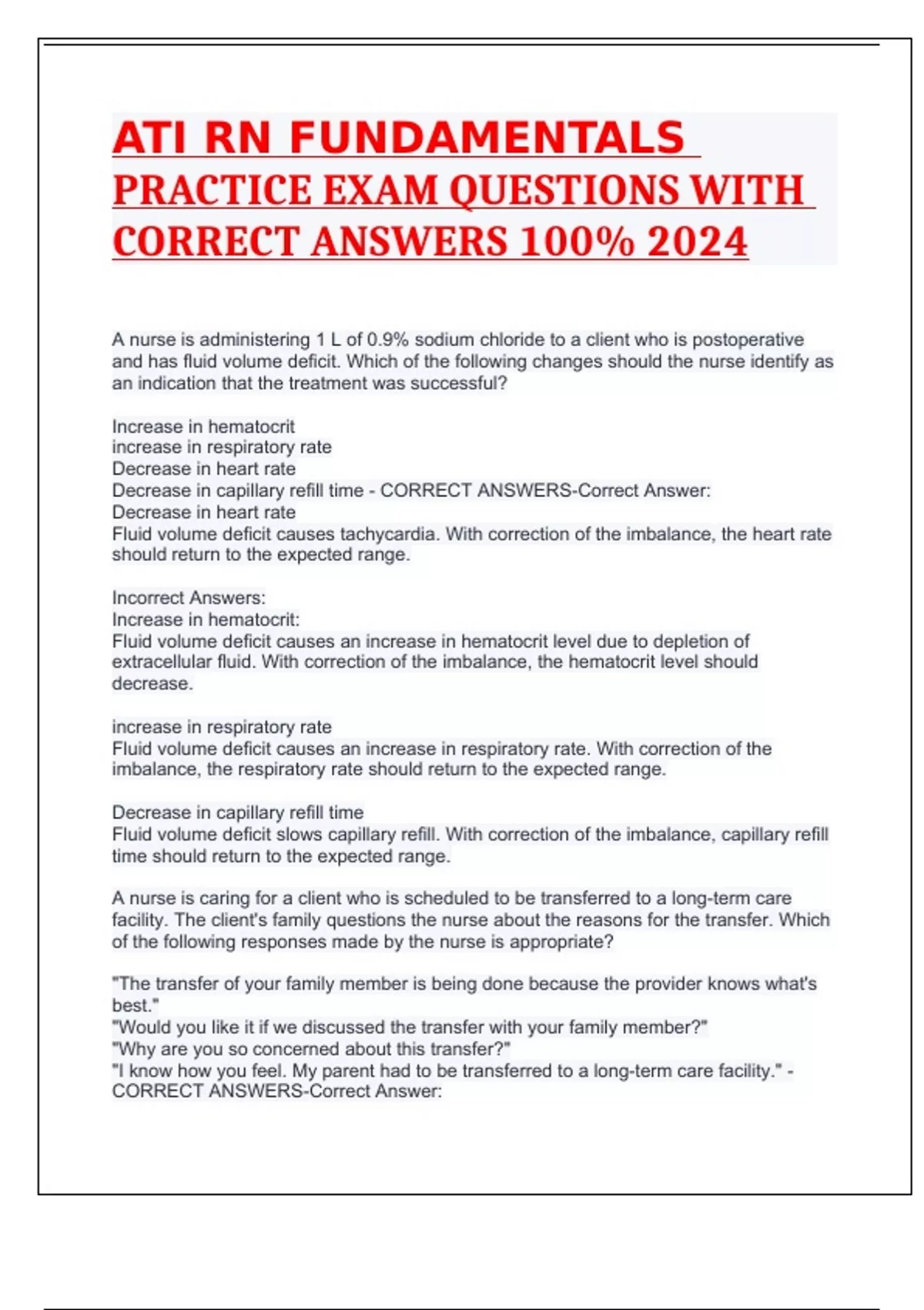 ATI RN FUNDAMENTALS PRACTICE EXAM QUESTIONS WITH CORRECT ANSWERS 100% ...