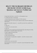 HEAVY TRUCK BRAKES MICHIGAN MECHANIC STUDY GUIDE Exam Questions And Answers &lpar;Verified And Updated&rpar;