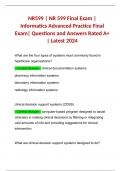 NR599 &vert; NR 599 Final Exam &vert; Informatics Advanced Practice Final Exam&vert; Questions and Answers Rated A&plus; &vert; Latest 2024