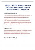 NR599 &vert; NR 599 Midterm Nursing Informatics Advanced Practice Midterm Exam &vert; Latest 2024
