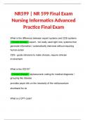 NR599 &vert; NR 599 Final Exam Nursing Informatics Advanced Practice Final Exam