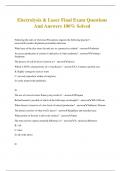 Electrolysis & Laser Final Exam Questions And Answers 100&percnt; Solved