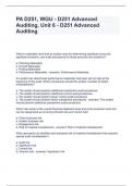 PA D251&comma; WGU - D251 Advanced Auditing&comma; Unit 6 - D251 Advanced Auditing Questions and Answers 100&percnt; Accurate