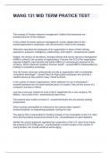 MANG 131 MID TERM PRATICE TEST QUESTIONS AND ANSWERS GRADED A