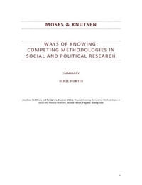 Moses & Knutsen (2012): Ways of Knowing