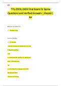 TTU ZOOL 2403 Final Exam Dr&period; Boros Questions and Verified Answers &vert; Passed &vert;  A&plus;