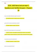 ZOOL 2403 Boros lecture exam 1 Questions and Verified Answers &vert; Passed &vert;  A&plus; 