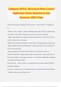 Category SPCA&colon; Structural Pest control Applicator Exam Questions and Answers 100&percnt; Pass
