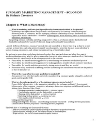 Marketing Management Summary - Solomon