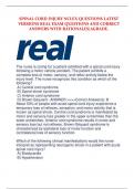 SPINAL CORD INJURY NCLEX QUESTIONS LATEST VERSIONS REAL EXAM QUESTIONS AND CORRECT ANSWERS WITH RATIONALES&vert;AGRADE&period;