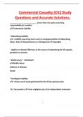 Commercial Casualty &lpar;CIC&rpar; Study  Questions and Accurate Solutions&period;