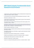  NRF Retail Industry Fundamentals Exam Questions And Answers