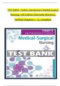 TEST BANK For Timby's Introductory Medical-Surgical Nursing&comma; 13th American Edition by Donnelly-Moreno&comma; Verified Chapters 1 - 72&comma; Complete Newest Version
