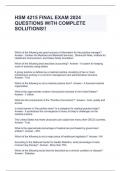 HSM 4215 FINAL EXAM 2024 QUESTIONS WITH COMPLETE SOLUTIONS&excl;&excl;