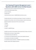 Fair Housing & Property Management exam &vert; Questions with 100&percnt; Correct Verified Answers