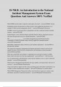 IS-700&period;B&colon; An Introduction to the National Incident Management System Exam Questions And Answers 100&percnt; Verified