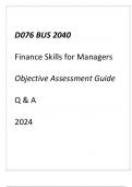 WGU D076&rpar; BUS 2040 Finance Skills for Managers Objective Assessment Guide Q & A 2024