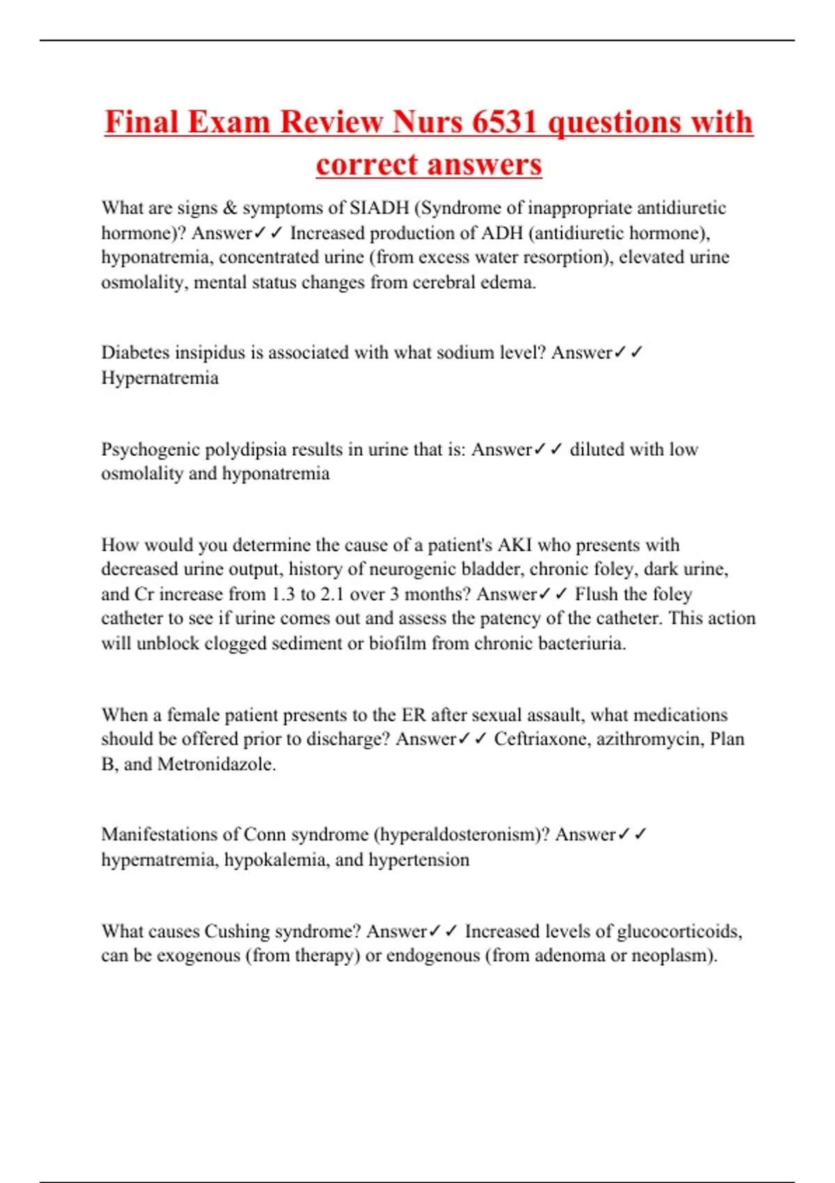 Final Exam Review Nurs 6531 questions with correct answers - Nurs 6531 ...